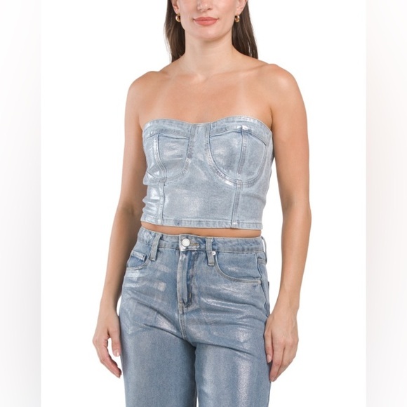 NWT - Blank NYC Stretch Metallic Coated Bustier - Size M - Picture 1 of 2
